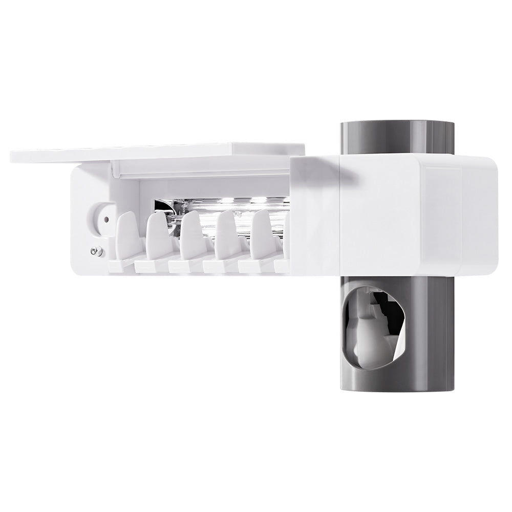 UV Toothbrush Sterilizer & Holder – Automatic Wall-Mounted Toothbrush Organizer with Toothpaste Dispenser