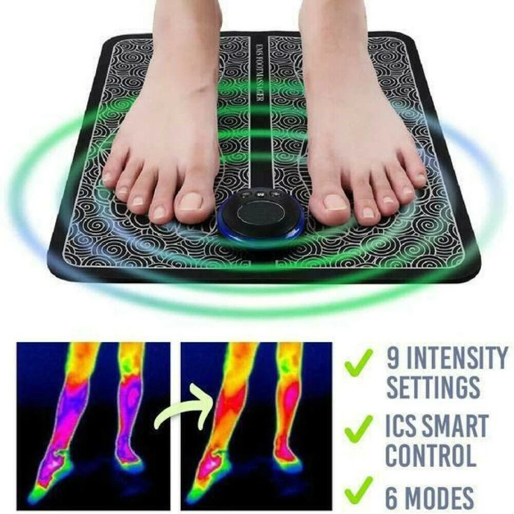Portable EMS Foot Massager Pad – Electric Muscle Relaxation & Foot Massage Mat for Home and Office