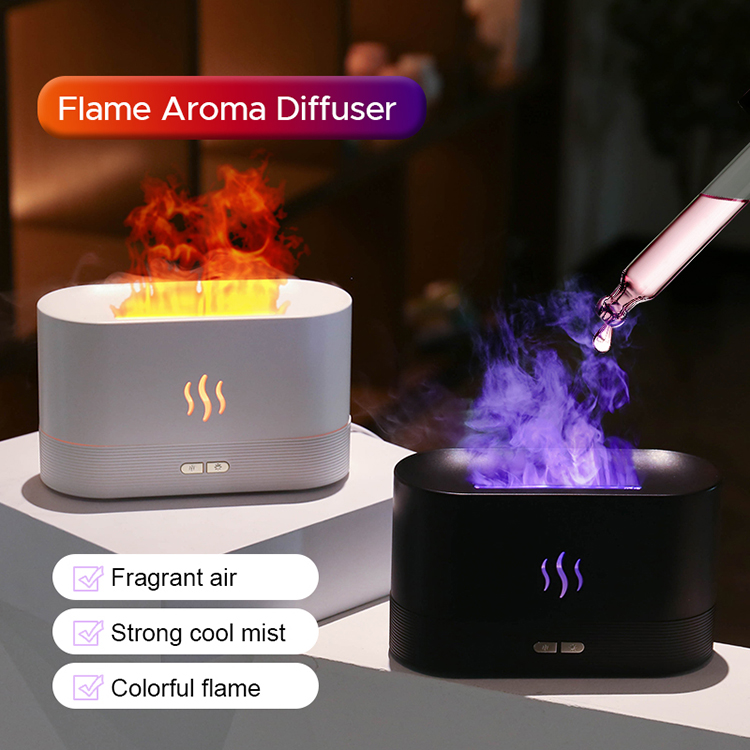 Colorful Flame Air Humidifier – USB Aroma Diffuser with LED Flame Effect