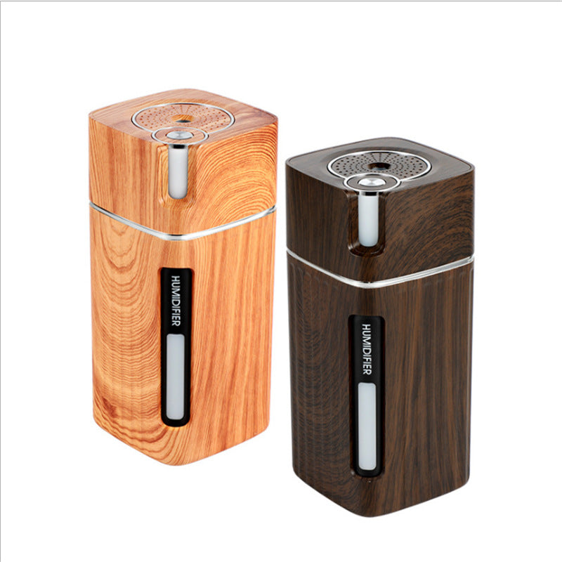 Mini Air Humidifier – Ultrasonic Mist Maker with LED Night Light & Wood Grain Design