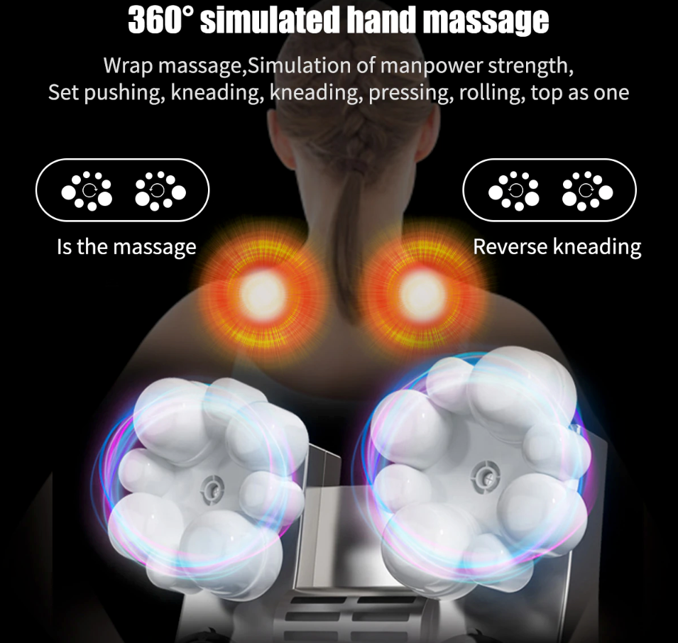 Deep Tissue Massage Pillow for Neck & Back– 8‑Node Shiatsu with Heat