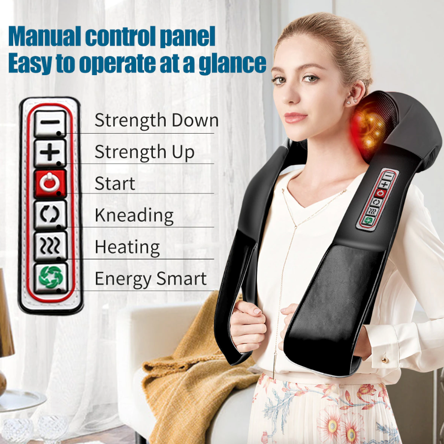 Deep Tissue Massage Pillow for Neck & Back– 8‑Node Shiatsu with Heat