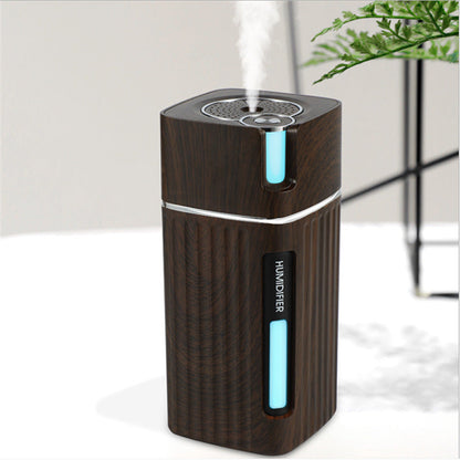 Mini Air Humidifier – Ultrasonic Mist Maker with LED Night Light & Wood Grain Design