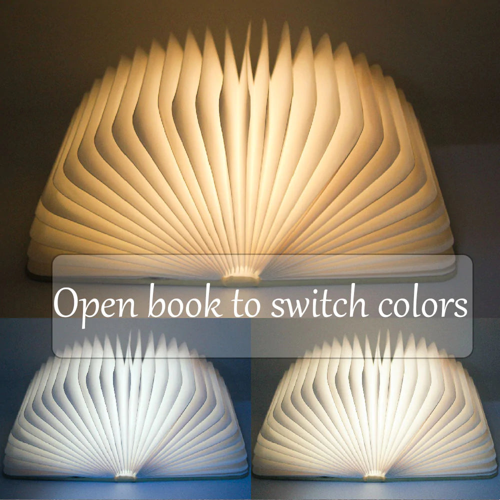 Foldable LED Book Light – USB Rechargeable Decorative Night Lamp for Home & Office