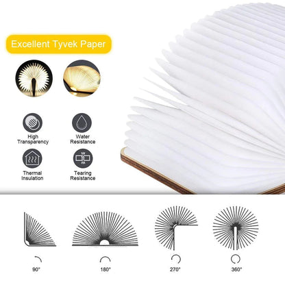 Foldable LED Book Light – USB Rechargeable Decorative Night Lamp for Home & Office