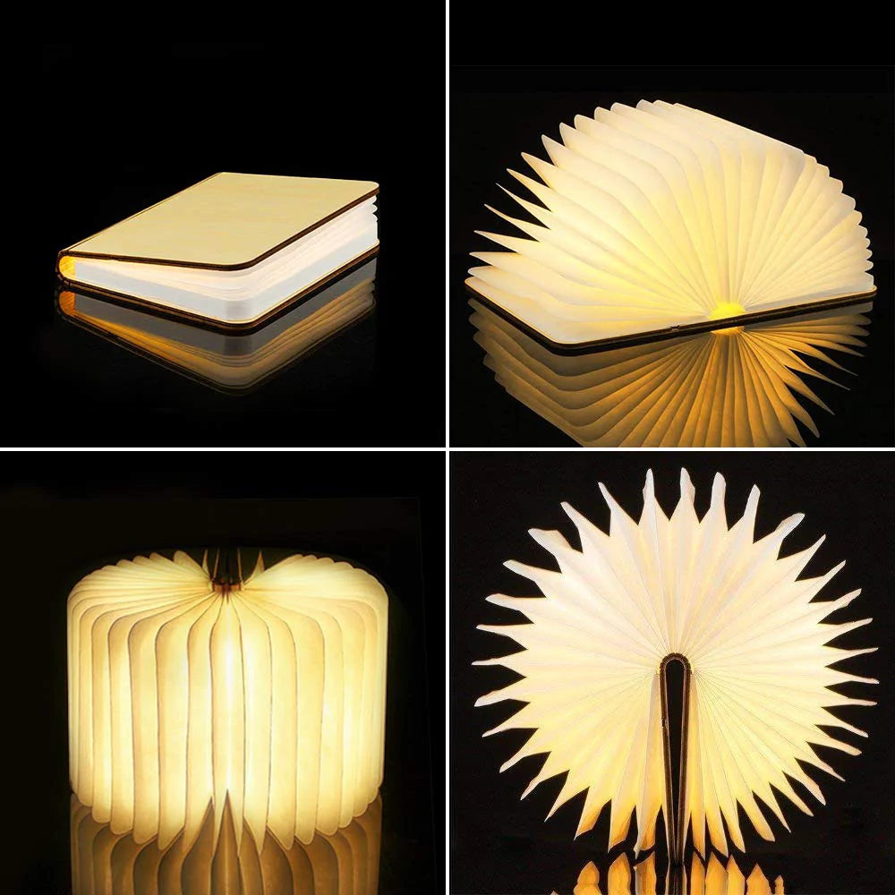 Foldable LED Book Light – USB Rechargeable Decorative Night Lamp for Home & Office