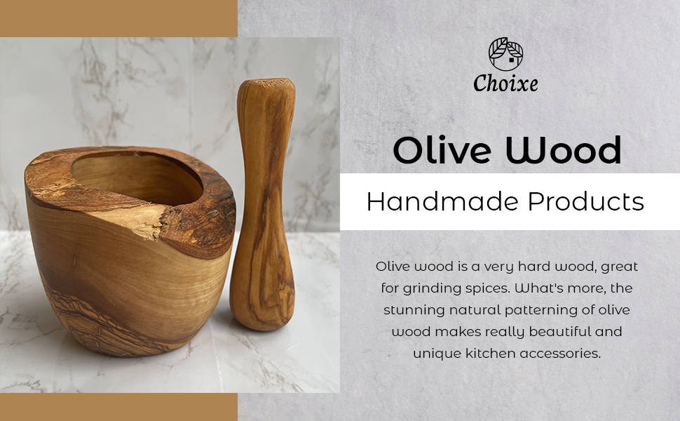 Handcrafted Olive Wood Mortar & Pestle – Rustic Herb and Spice Grinding Set