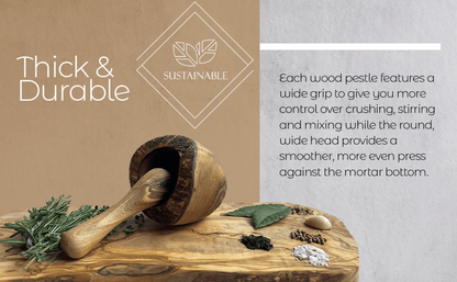 Handcrafted Olive Wood Mortar & Pestle – Rustic Herb and Spice Grinding Set