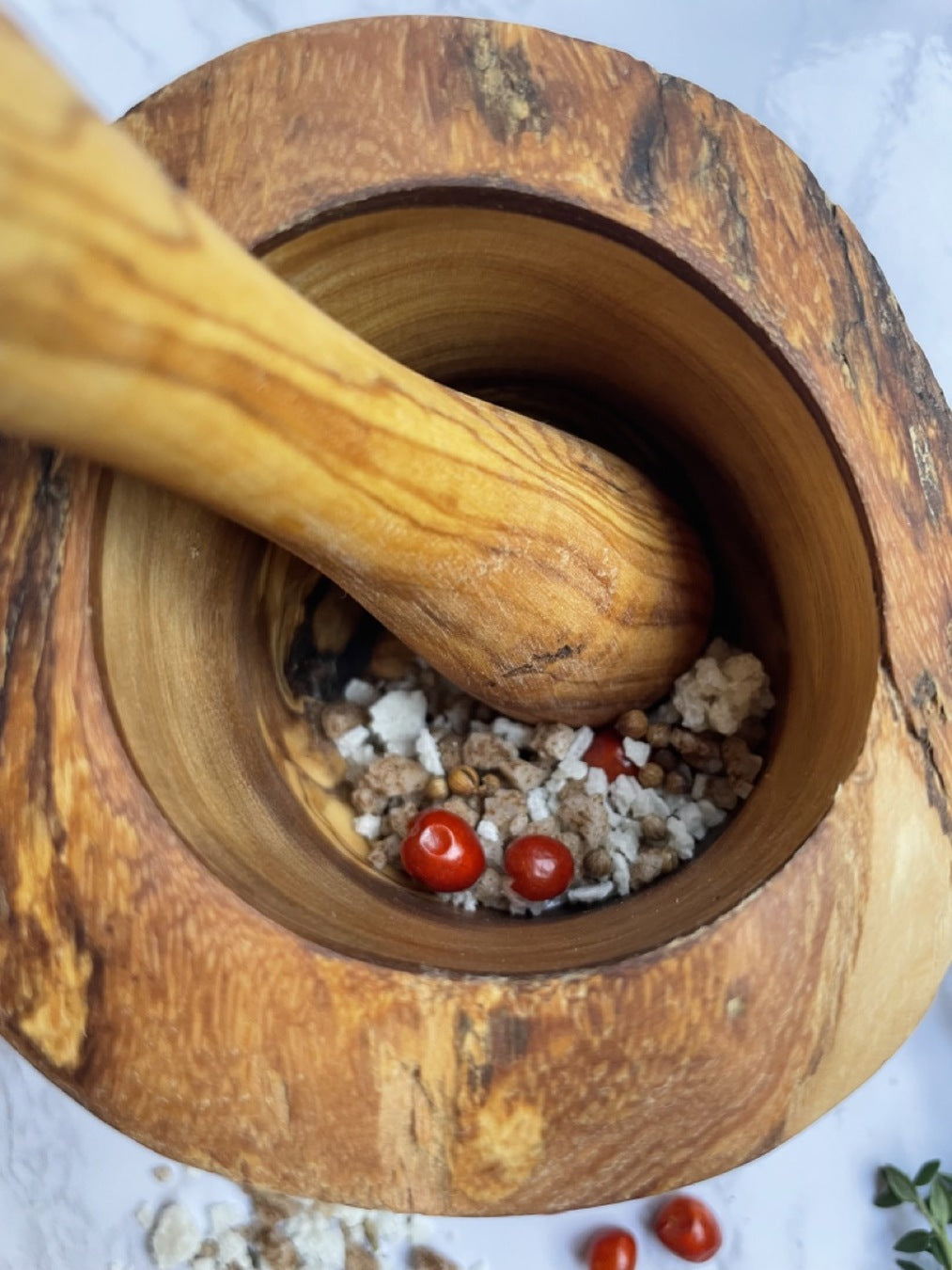 Handcrafted Olive Wood Mortar & Pestle – Rustic Herb and Spice Grinding Set