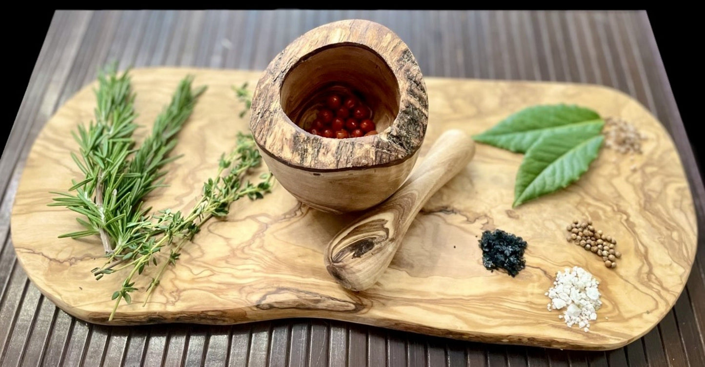 Handcrafted Olive Wood Mortar & Pestle – Rustic Herb and Spice Grinding Set