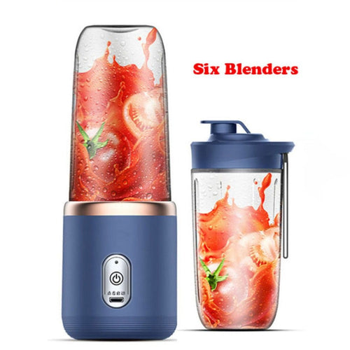 Portable USB Rechargeable Juice Blender – 6 Blade Smoothie & Shake Mixer Bottle 400ml