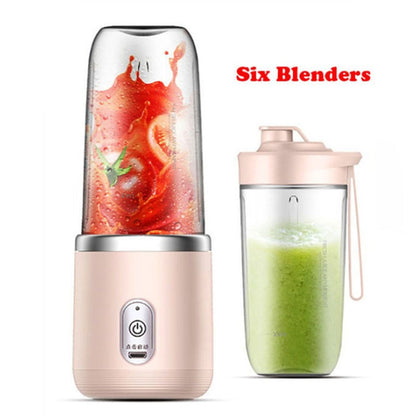 Portable USB Rechargeable Juice Blender – 6 Blade Smoothie & Shake Mixer Bottle 400ml