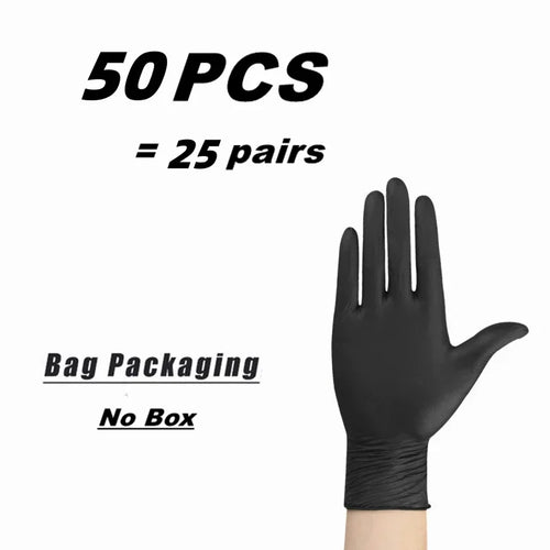 Nitrile Gloves Disposable Black – Heavy Duty Waterproof Latex-Free Gloves for Cleaning, Salon, Kitchen & Mechanical Use (10/20/50/100 PCS)