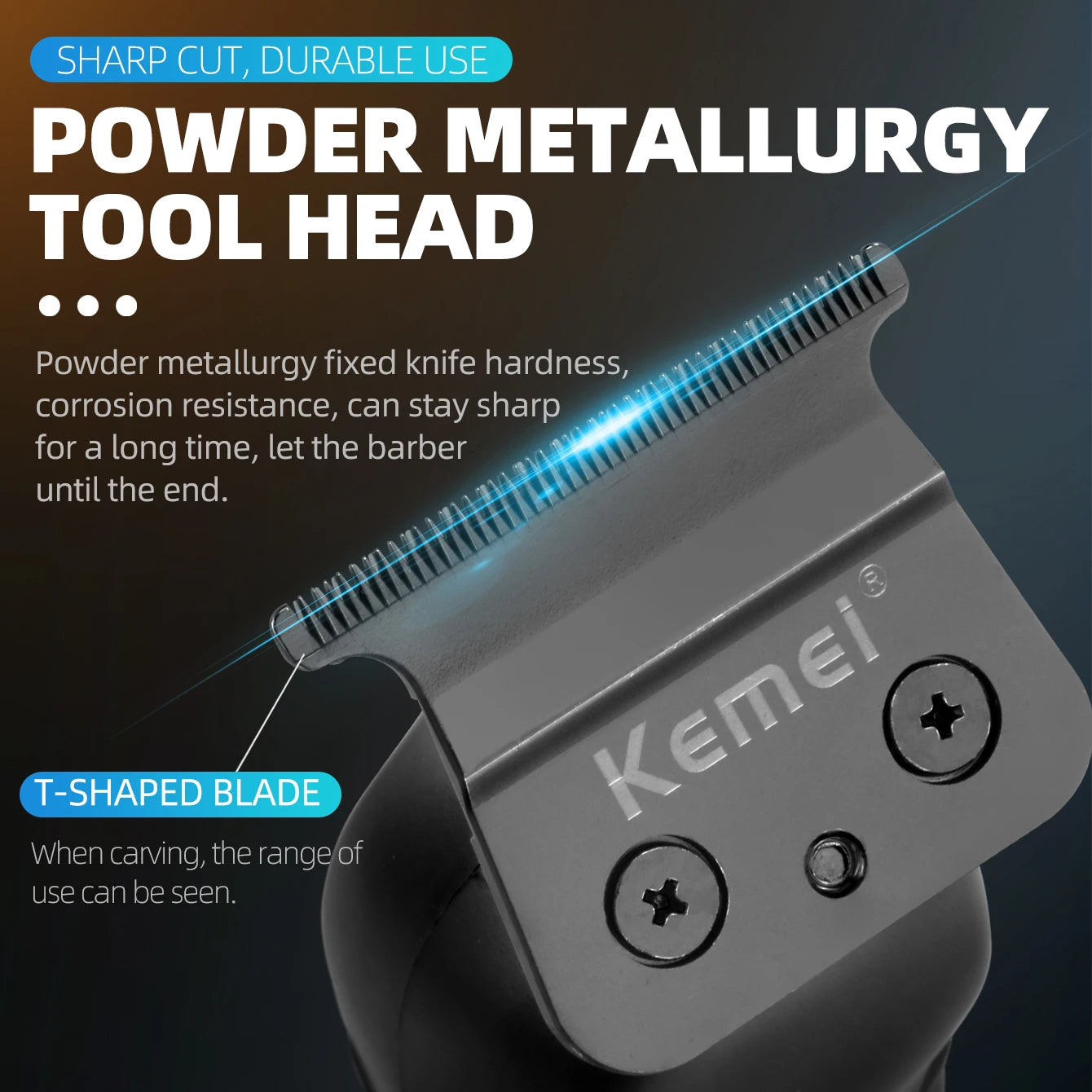 Kemei Professional Cordless Beard & Hair Trimmer – Rechargeable Precision Grooming Clipper for Men