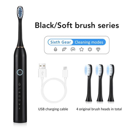 Sonic Electric Toothbrush – USB Rechargeable Waterproof Toothbrush with 6 Cleaning Modes