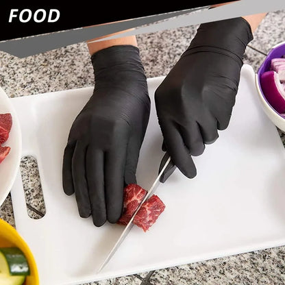 Nitrile Gloves Disposable Black – Heavy Duty Waterproof Latex-Free Gloves for Cleaning, Salon, Kitchen & Mechanical Use (10/20/50/100 PCS)
