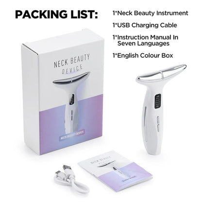 LED Neck Beauty Device – EMS Facial & Neck Massager with Heat and Light Care Modes