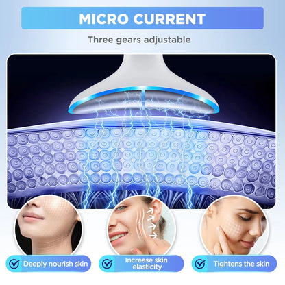 LED Neck Beauty Device – EMS Facial & Neck Massager with Heat and Light Care Modes
