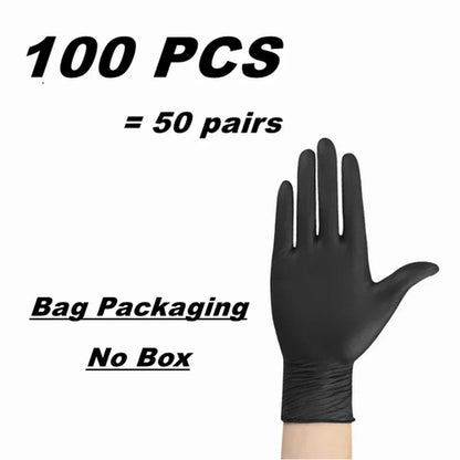 Nitrile Gloves Disposable Black – Heavy Duty Waterproof Latex-Free Gloves for Cleaning, Salon, Kitchen & Mechanical Use (10/20/50/100 PCS)