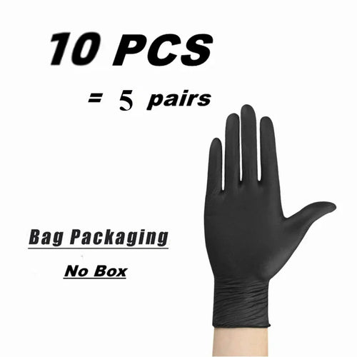 Nitrile Gloves Disposable Black – Heavy Duty Waterproof Latex-Free Gloves for Cleaning, Salon, Kitchen & Mechanical Use (10/20/50/100 PCS)