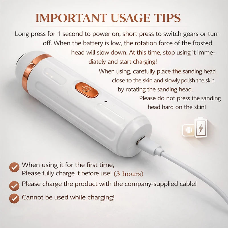 Electric Foot Grinder – Portable Callus & Dry Skin Remover with Dual Speed Modes