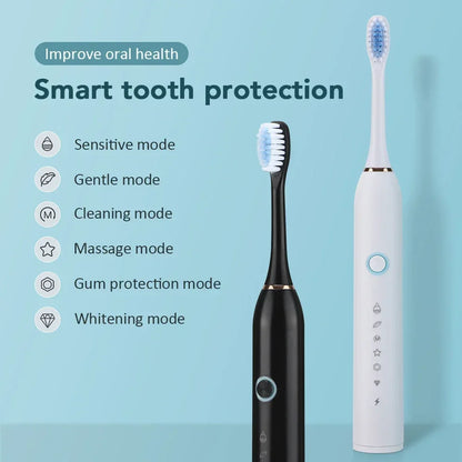 Sonic Electric Toothbrush – USB Rechargeable Waterproof Toothbrush with 6 Cleaning Modes
