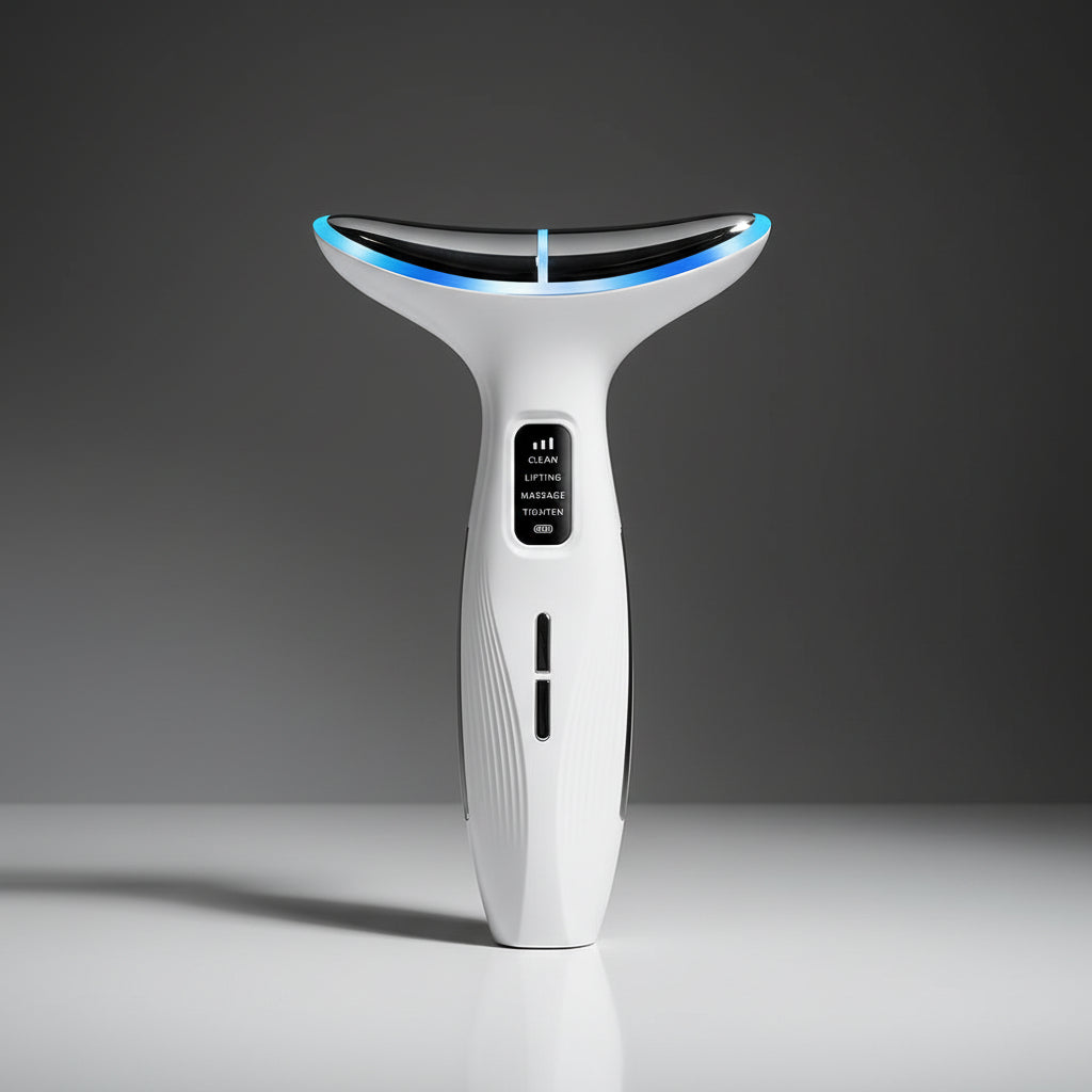 LED Neck Beauty Device – EMS Facial & Neck Massager with Heat and Light Care Modes