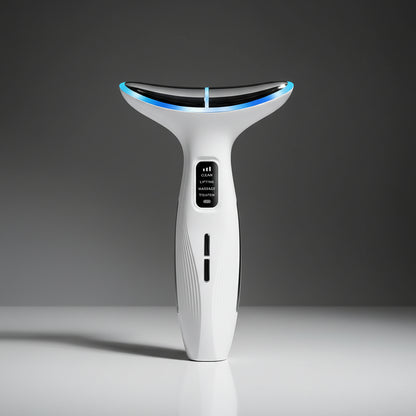 LED Neck Beauty Device – EMS Facial & Neck Massager with Heat and Light Care Modes