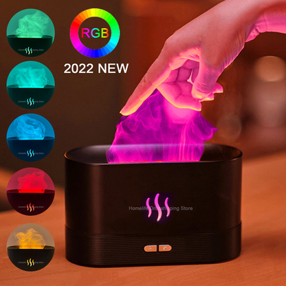 Colorful Flame Air Humidifier – USB Aroma Diffuser with LED Flame Effect
