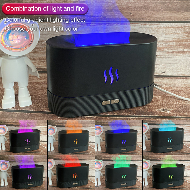 Colorful Flame Air Humidifier – USB Aroma Diffuser with LED Flame Effect