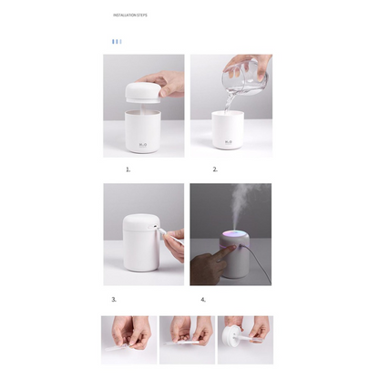 Portable USB Air Humidifier & Aroma Essential Oil Diffuser – Mini Cool Mist Humidifier with LED Night Light for Home, Office & Car