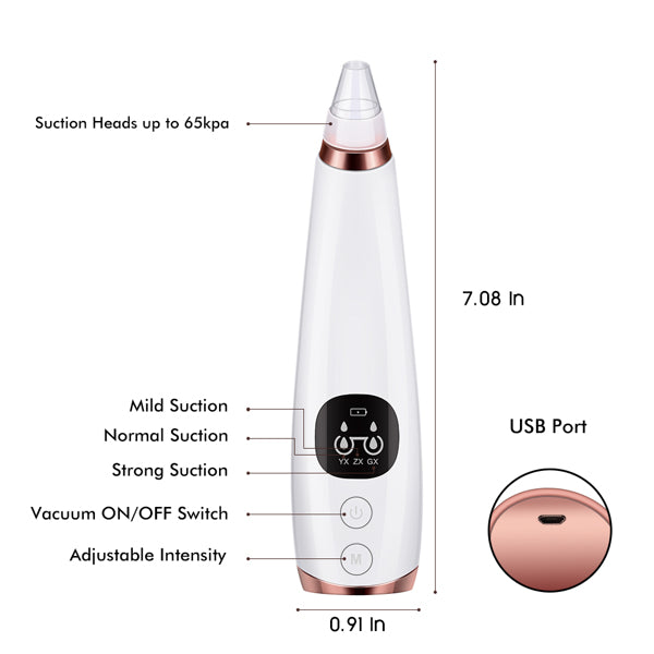 Facial Pore Cleaner – Vacuum Blackhead Remover with 5 Interchangeable Heads