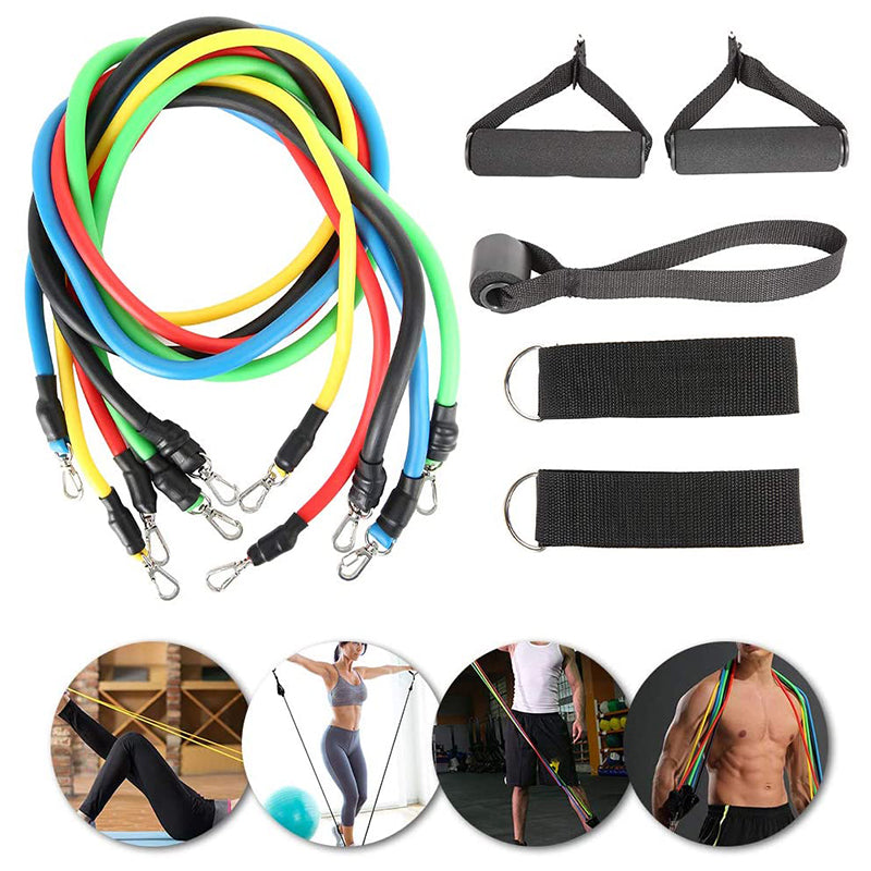 Resistance Bands Set 11 Pcs – Adjustable Fitness Training Bands for Home Gym & Full Body Workouts