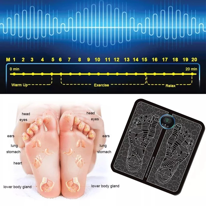 Portable EMS Foot Massager Pad – Electric Muscle Relaxation & Foot Massage Mat for Home and Office