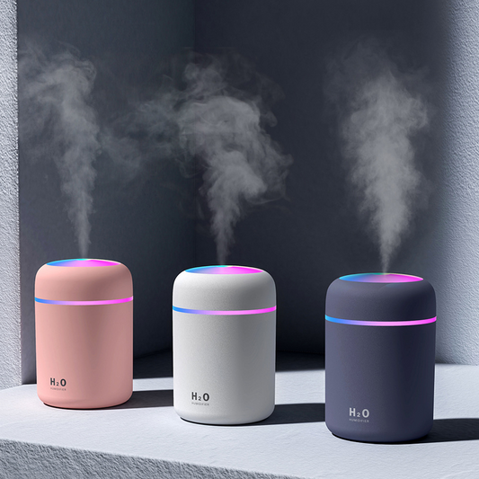 Portable USB Air Humidifier & Aroma Essential Oil Diffuser – Mini Cool Mist Humidifier with LED Night Light for Home, Office & Car