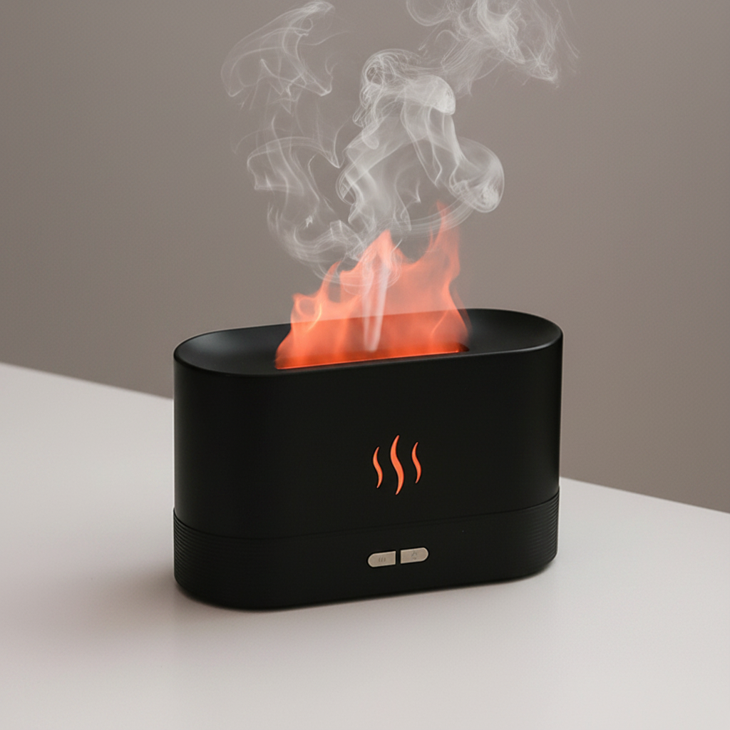 Colorful Flame Air Humidifier – USB Aroma Diffuser with LED Flame Effect