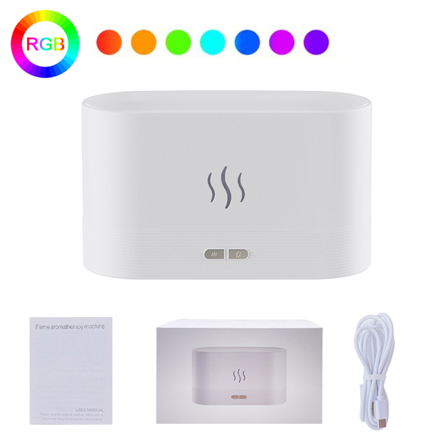 Colorful Flame Air Humidifier – USB Aroma Diffuser with LED Flame Effect