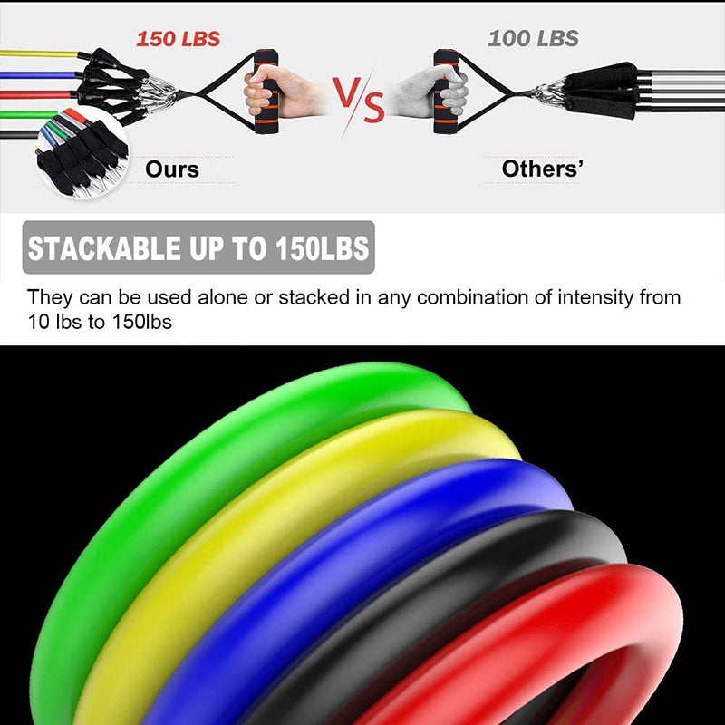 Resistance Bands Set 11 Pcs – Adjustable Fitness Training Bands for Home Gym & Full Body Workouts