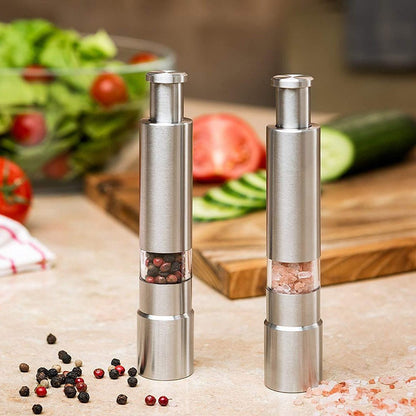 Premium Stainless Steel Salt & Pepper Grinder – One-Hand Manual Spice Mill for Fresh Seasoning