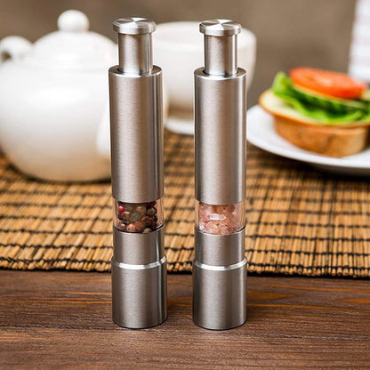 Premium Stainless Steel Salt & Pepper Grinder – One-Hand Manual Spice Mill for Fresh Seasoning