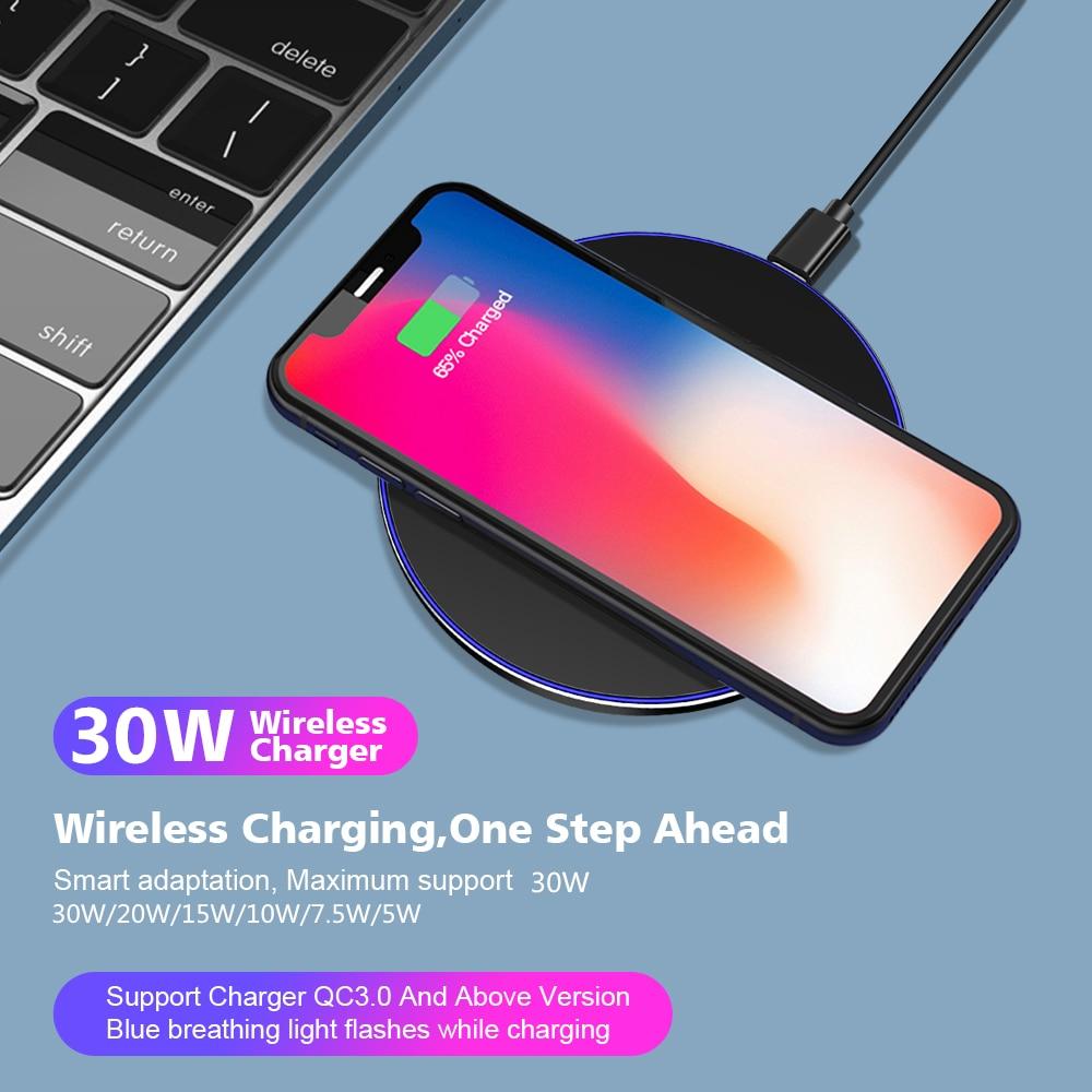 Dragon 30W Fast Wireless Charging Pad – Ultra Slim USB-C Wireless Charger Compatible with iPhone  & Qi-Enabled Devices