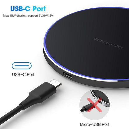 Dragon 30W Fast Wireless Charging Pad – Ultra Slim USB-C Wireless Charger Compatible with iPhone  & Qi-Enabled Devices